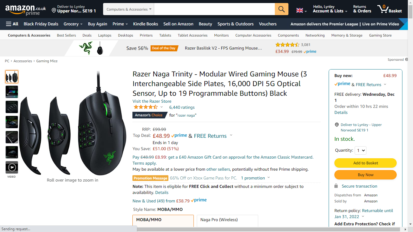 The Razer Naga Trinity wired gaming mouse is enjoying 50 off this Cyber Monday - 22
