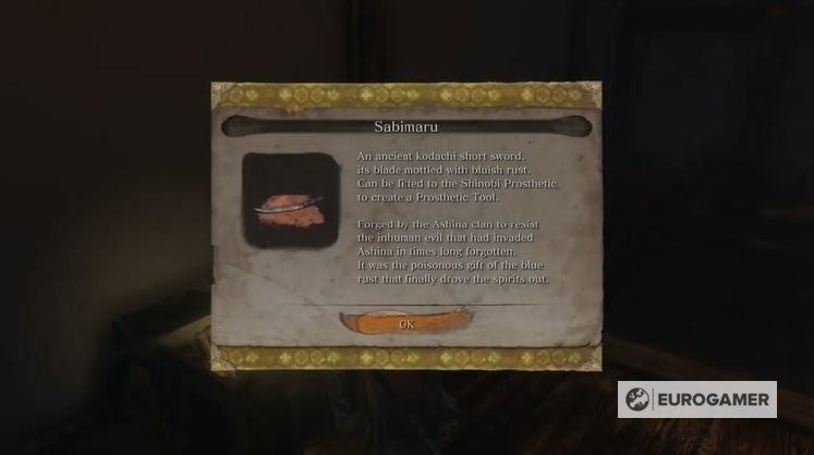 Sekiro Prosthetic Tool locations   all Shinobi Prosthetics including Firecracker  Sabimaru  Umbrella and what they do - 36