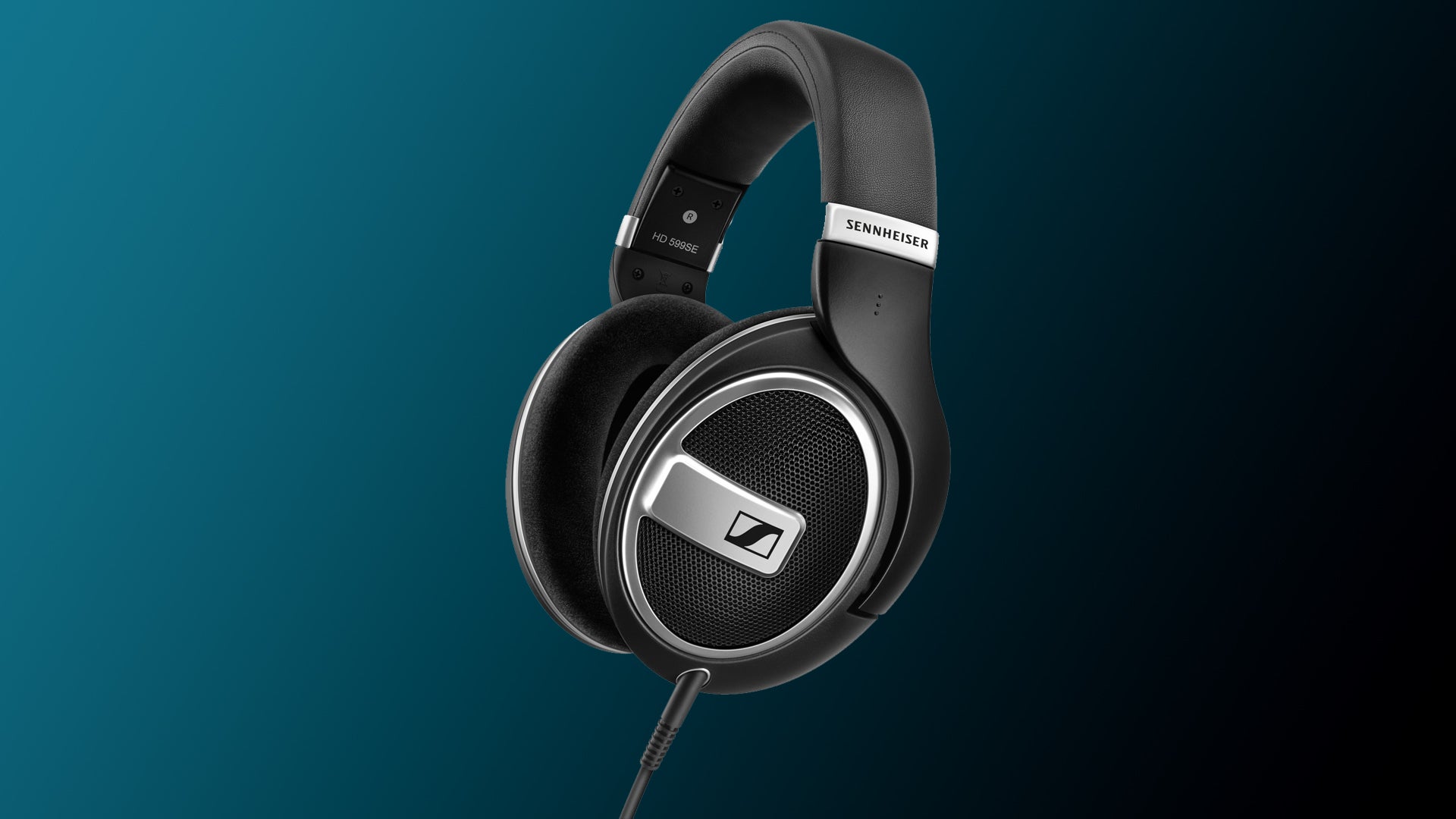 Image of Sennheiser HD 599 headphones on a blue to black gradient background