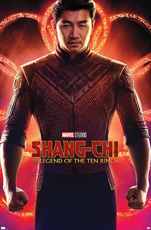 Shang-Chi poster featuring Shang-Chi with ten glowing rings behind him