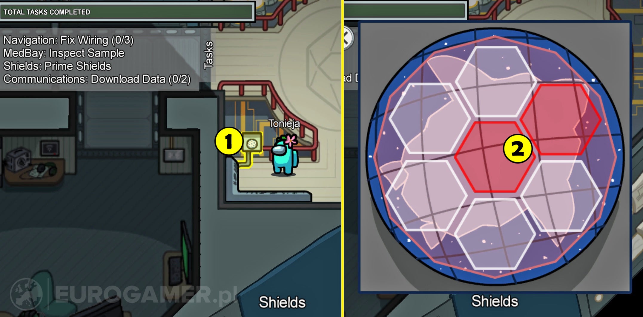 Among Us zadanie (task) prime shields Eurogamer.pl