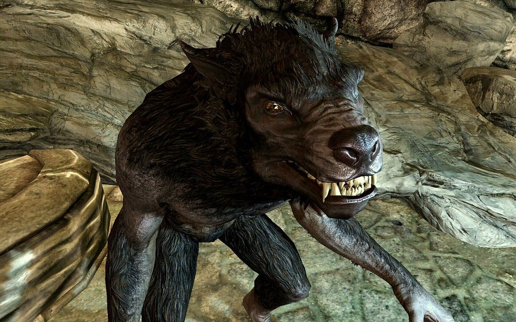 Obrazki dla Wilkołaki w Skyrim miały wyglądać jak ludzie z głowami psów