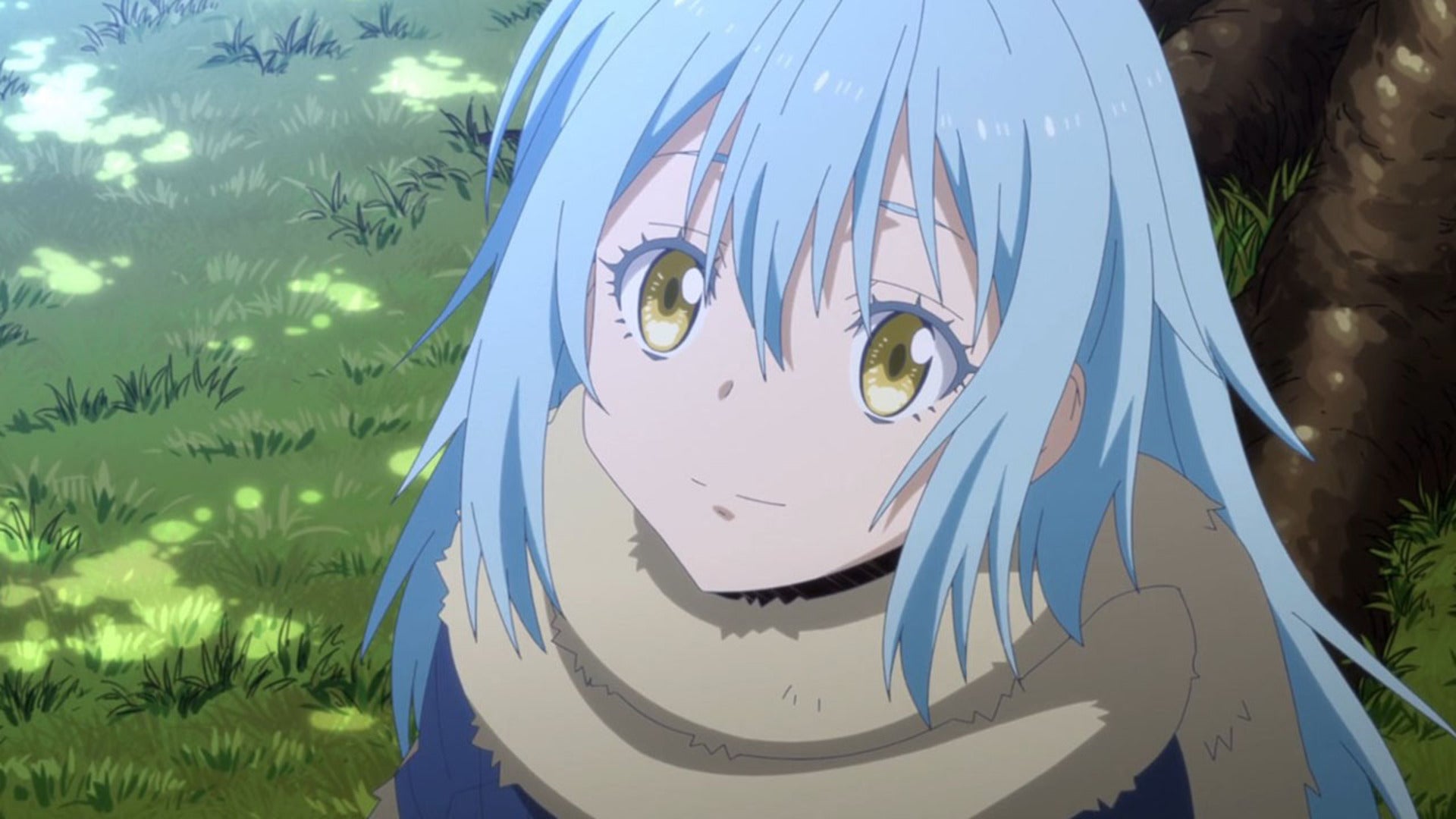That Time I Got Reincarnated as a Slime Anime still - Rimuru is standing in the shade of a tree, looking up at the sky