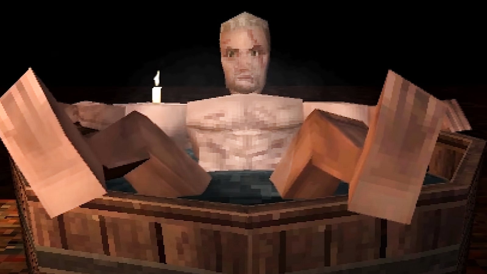 Bilder zu So witzig würde Witcher 3 auf der PS1 aussehen - die Badeszene wird zur Pixelparty!
