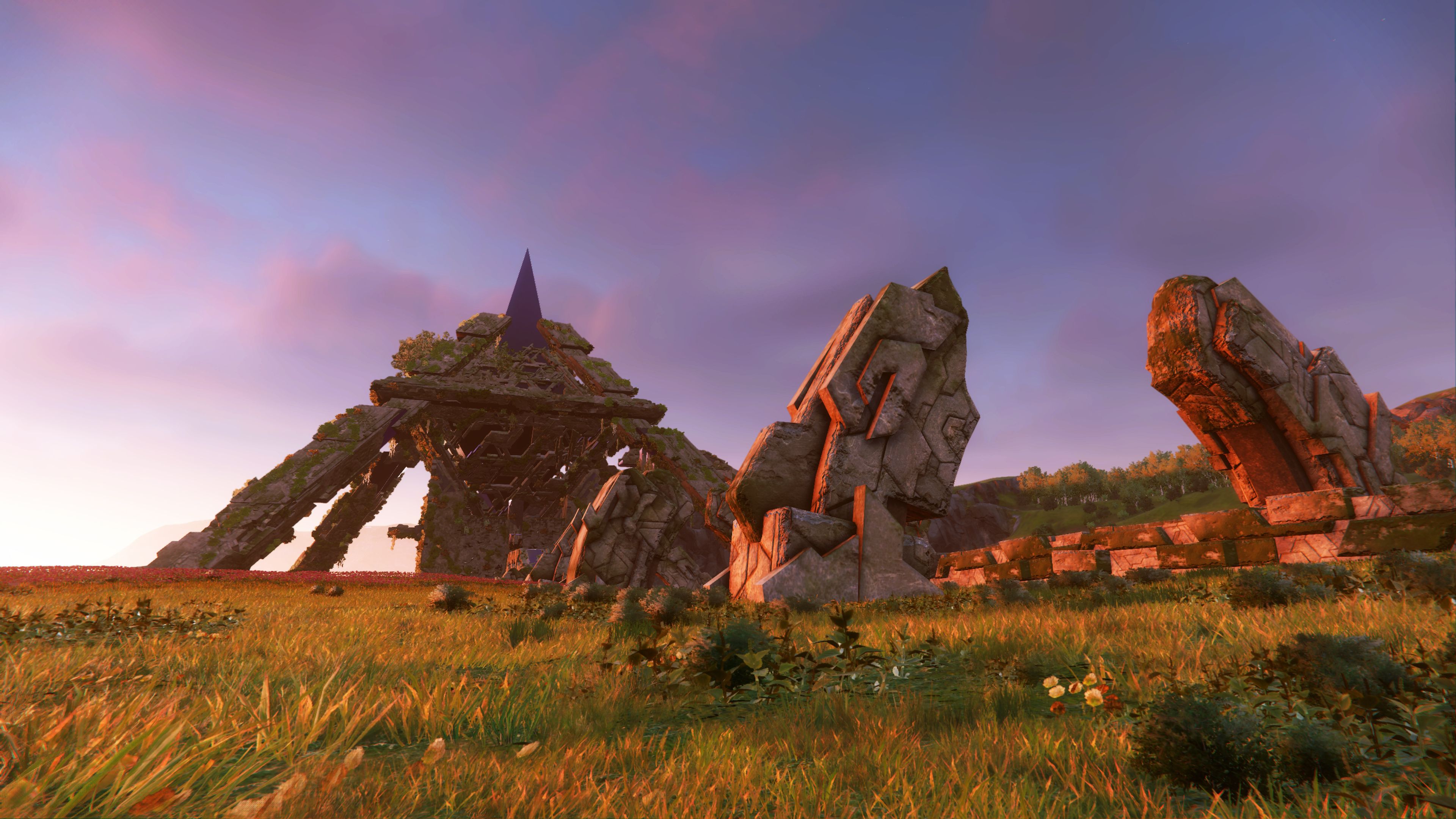 Sonic Frontiers preview - grassy field with rock formations at sunset
