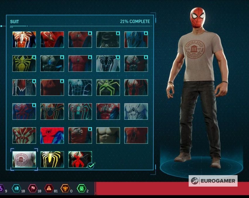 Eksklusiv Catena uhøjtidelig Spider-Man suits list, all powers and unlock requirements | Eurogamer.net