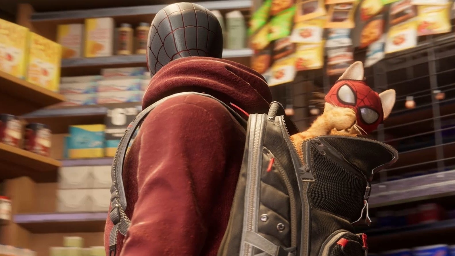 Imagen para Spider-Man Miles Morales - Traje del Gato de la tienda: Cómo completar la misión secundaria ¡¡¡Saqueadores!!! y la misión secundaria El Gato al Agua, incluyendo cómo desbloquear el traje Gato de la Tienda