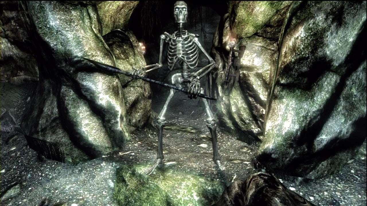 Image for Skyrim's skeletons are basically grumpy cavemen