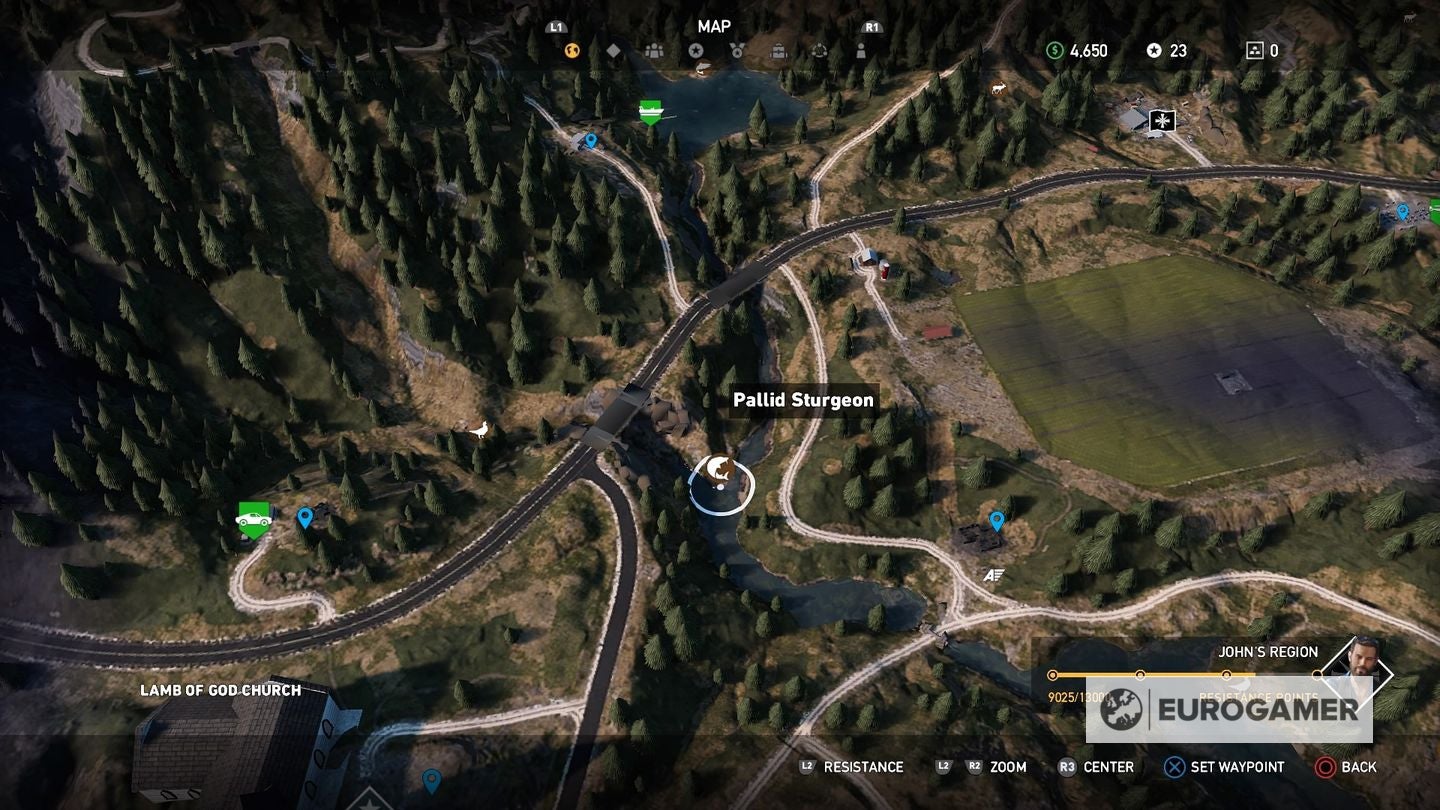 Far cry 5 где поймать осетра карта