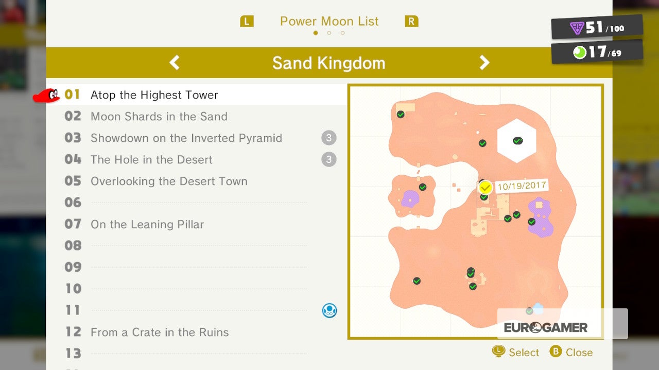 Super Mario Odyssey: localizaciones de las del Reino de las Arenas - dónde las lunas del Reino las Arenas |