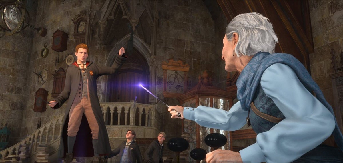 Hogwarts Legacy Trollpopel für Professor Onais Aufgabe finden, Depulso auf levitierten Gegner