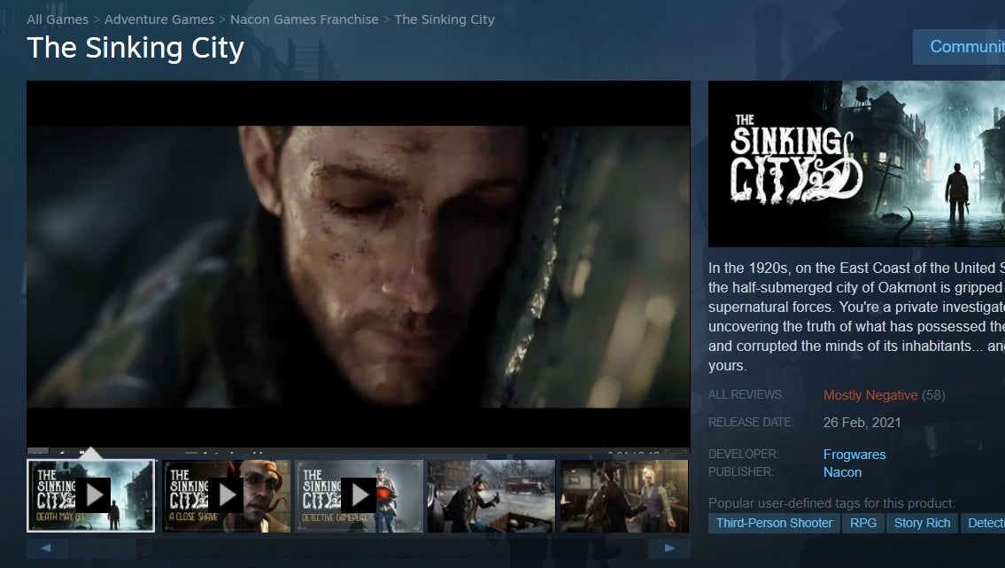 Image for The Sinking City dev tells people not to buy its own game from Steam