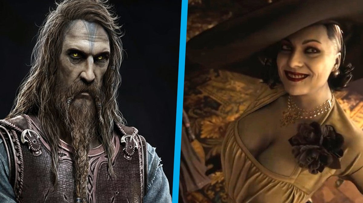 Obrazki dla Tyr z God of War Ragnarok jest wysoki, ale nie wyższy od Lady Dimitrescu