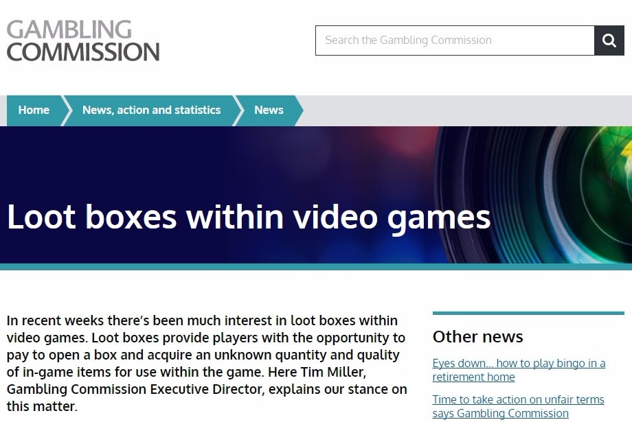 Image for UK Gambling Commission weighs in on how it can - and can't - regulate in-game loot boxes
