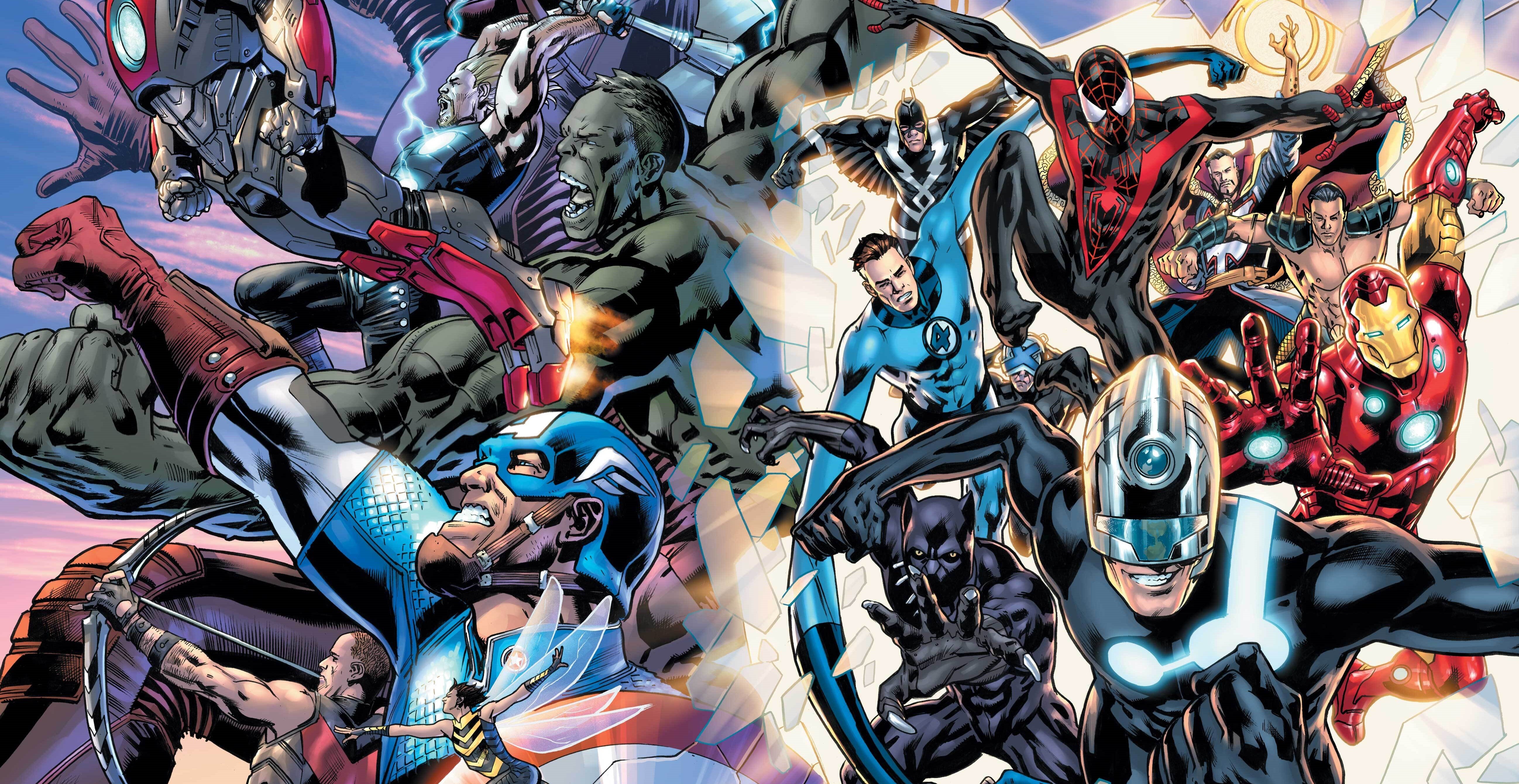 Cropped cover image of Ultimate Invasion featuring Marvel superheroes in fighting poses