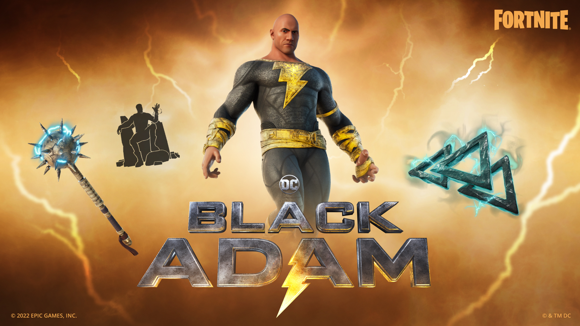 The Rock as Black Adam in Fortnite.