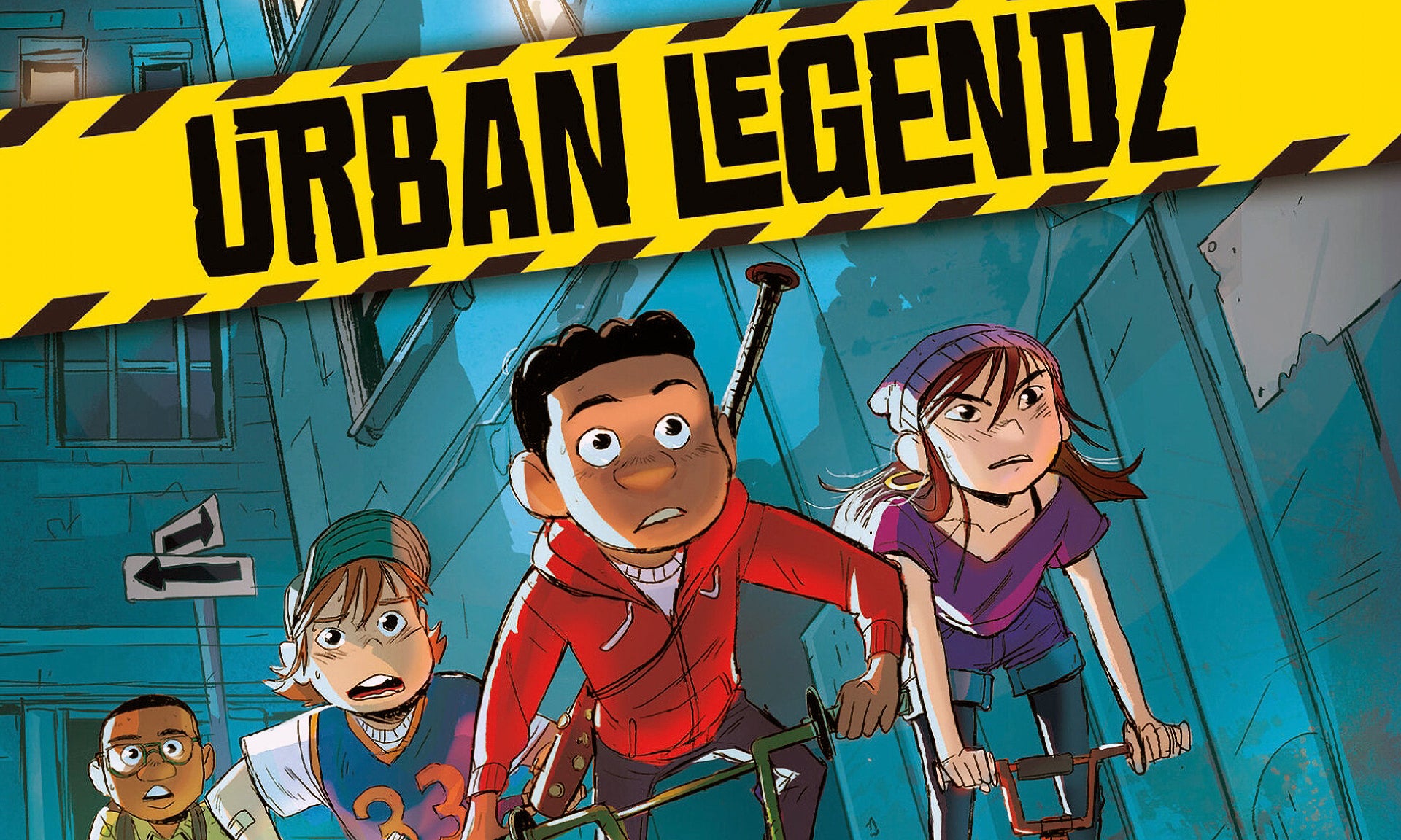 Cropped Urban Legendz cover featuring a group of kids on bicycles