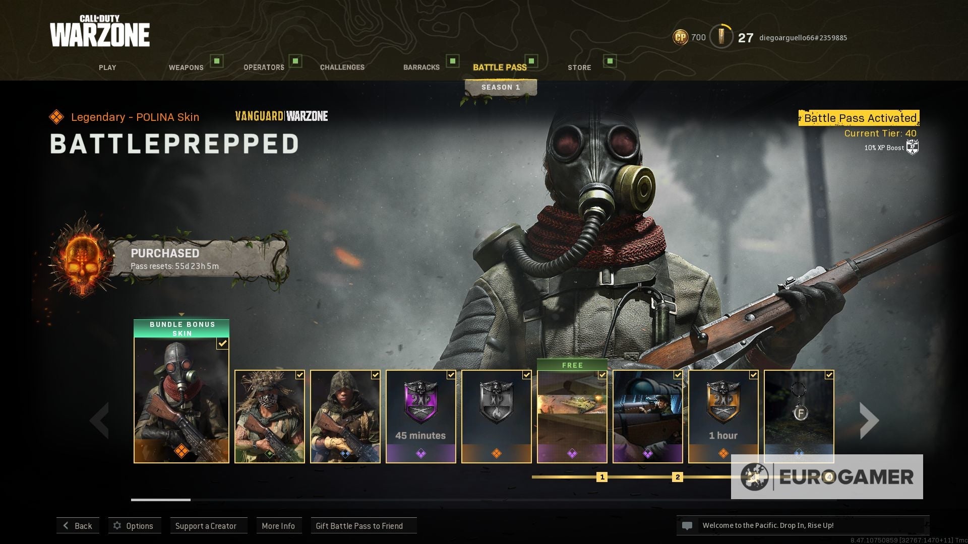 Vanguard  Warzone Pacific Season 1 Battle Pass skins and Operators  including Awoken  Rising Legend 100 rewards - 39