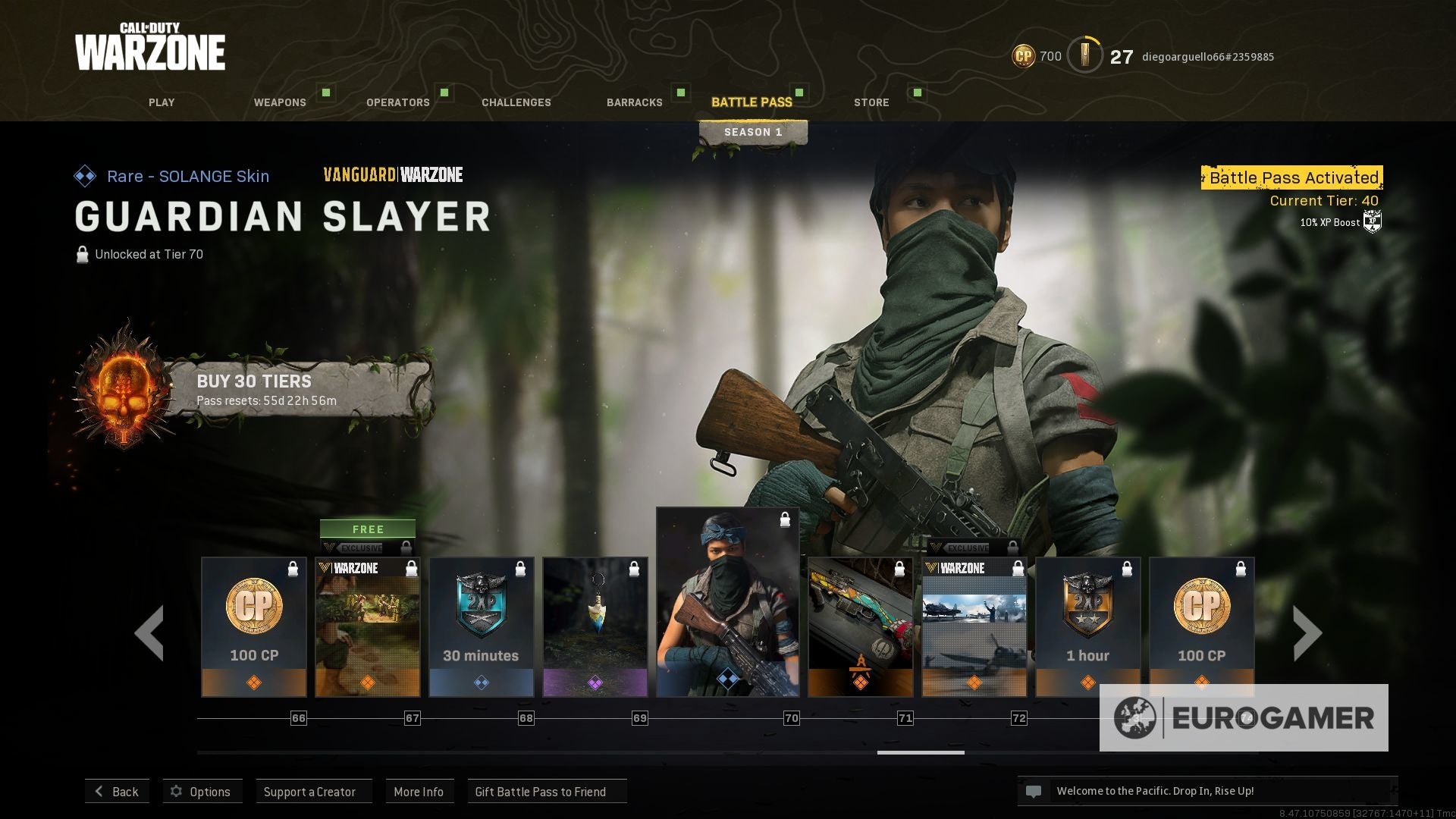 Vanguard  Warzone Pacific Season 1 Battle Pass skins and Operators  including Awoken  Rising Legend 100 rewards - 43