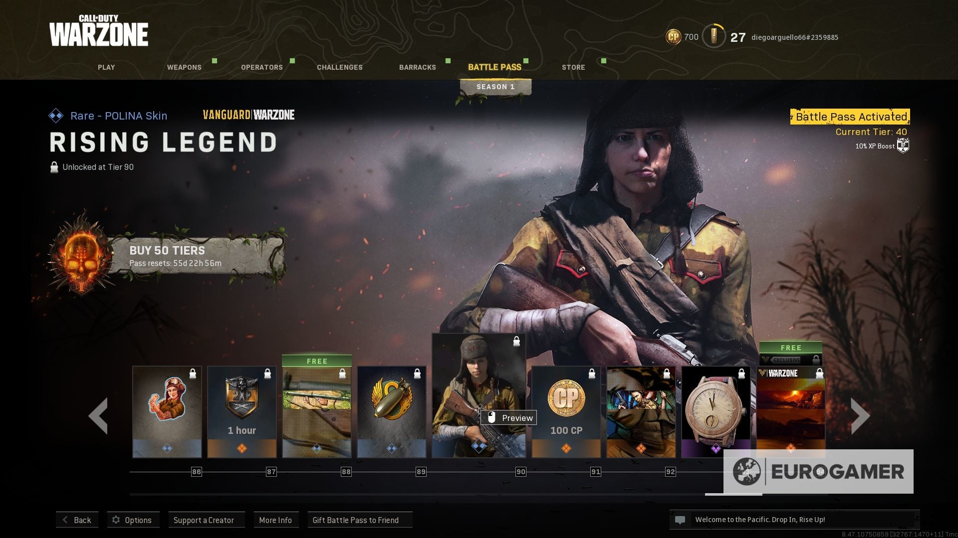 Vanguard  Warzone Pacific Season 1 Battle Pass skins and Operators  including Awoken  Rising Legend 100 rewards - 33