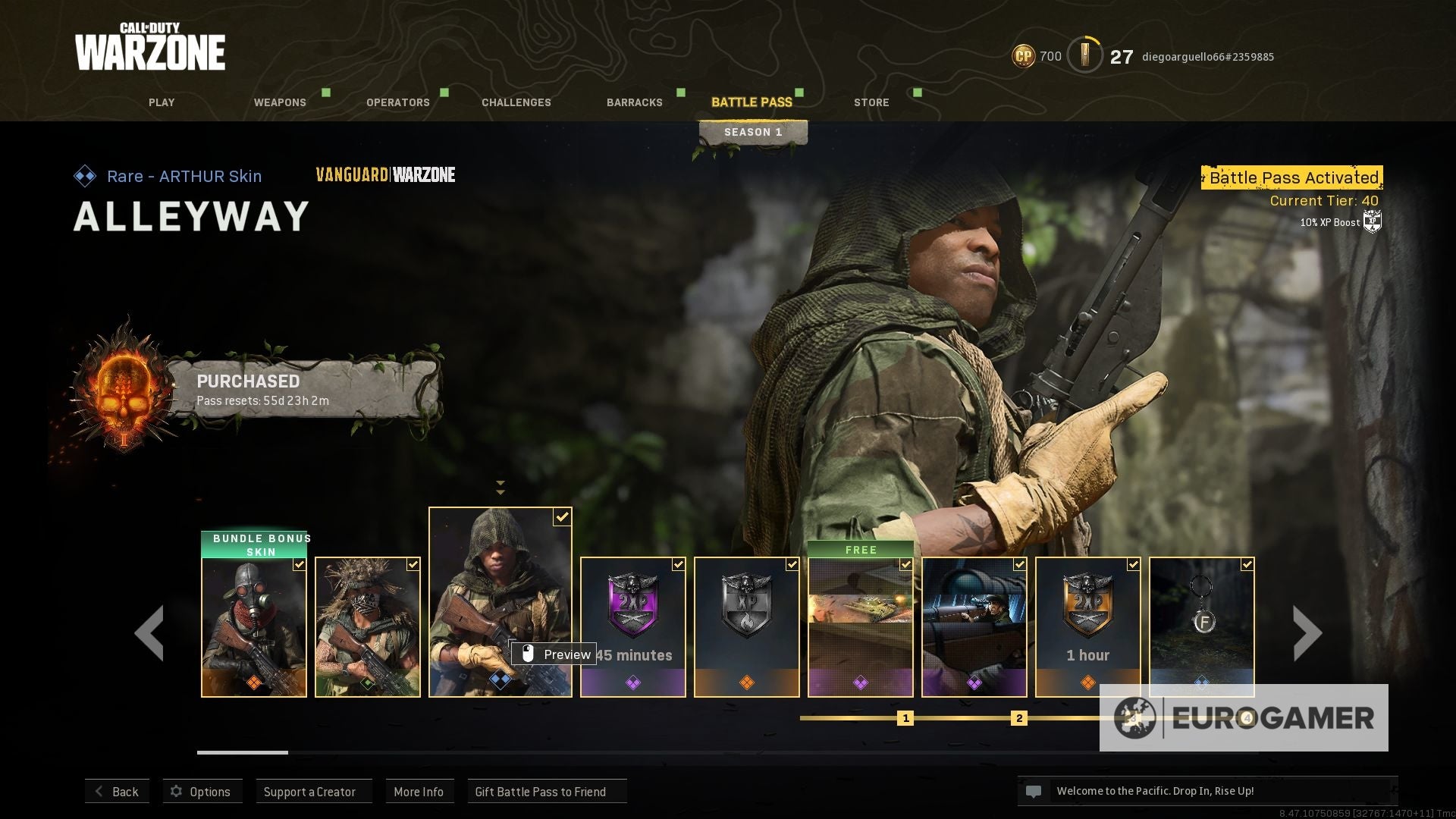 Vanguard  Warzone Pacific Season 1 Battle Pass skins and Operators  including Awoken  Rising Legend 100 rewards - 46