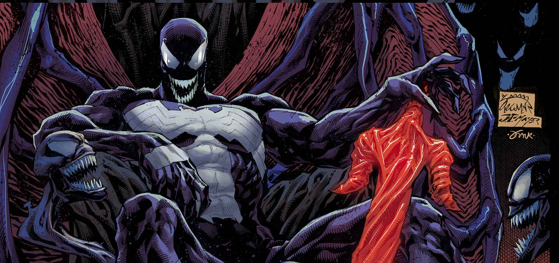 Cropped image of Venom sitting on a throne