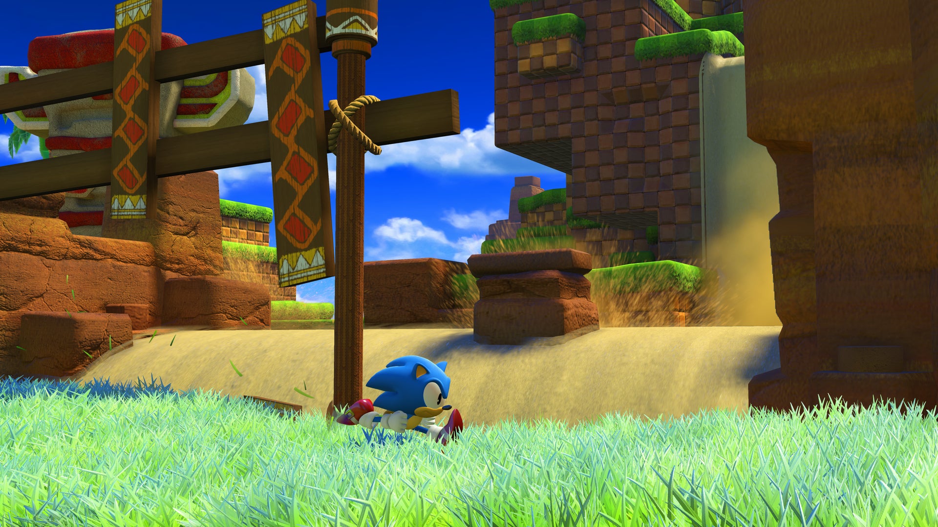 Obrazki dla Gameplay z platformowego Sonic Forces prezentuje etap „2D”