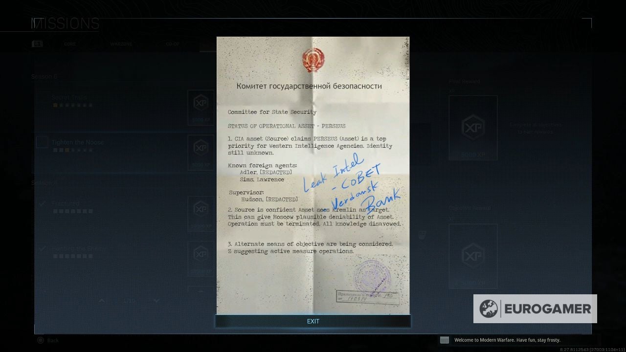 Warzone Tighten the Noose Intel locations  Where to find Verdansk Bank  Bunker 1 locations - 83