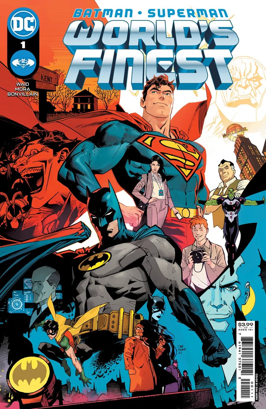 Illustrated cover of World's Finest featuring Superman and Batman