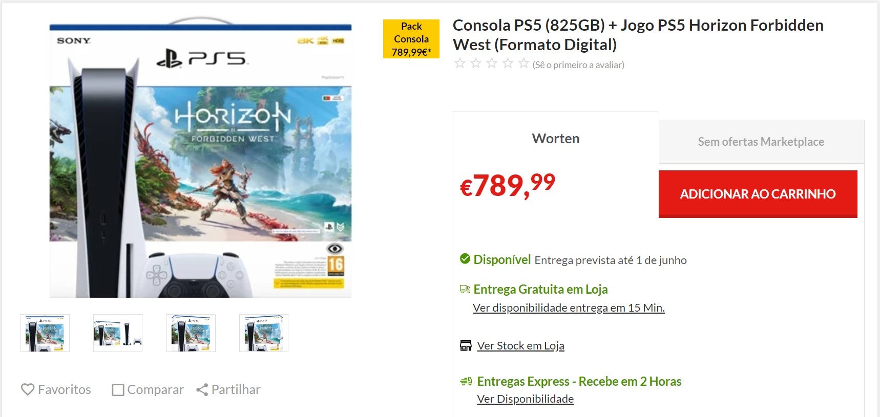 Imagem para Worten tem stock de PS5 e está a vender bundle por €789,99