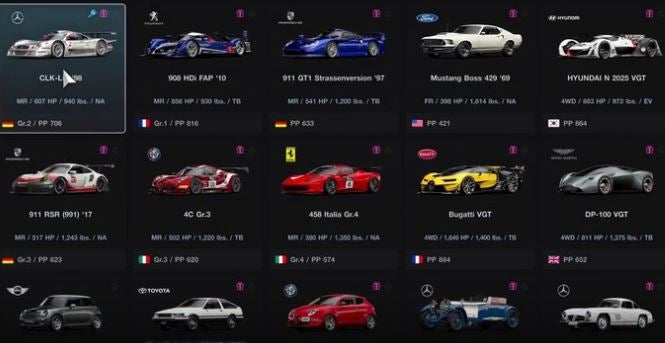 Obrazki dla Gran Turismo 7 - wszystkie samochody: dostępne auta