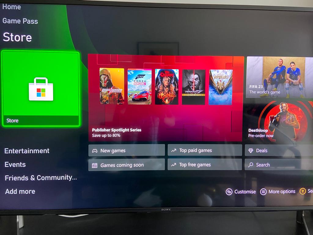 Image of Xbox dashboard with Deathloop advert