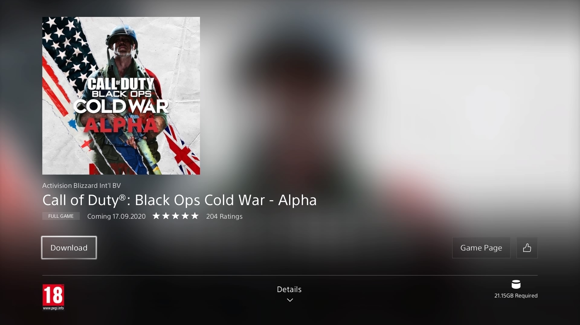 call of duty cold war ps4 download